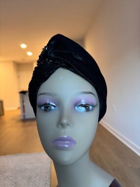 Black Velvet Turban Headwrap - Women Accessories